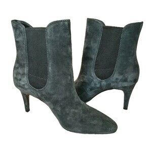 Lauren Ralph Lauren Ankle Booties Gray Women Size 7B Pashia Suede Elastic Point